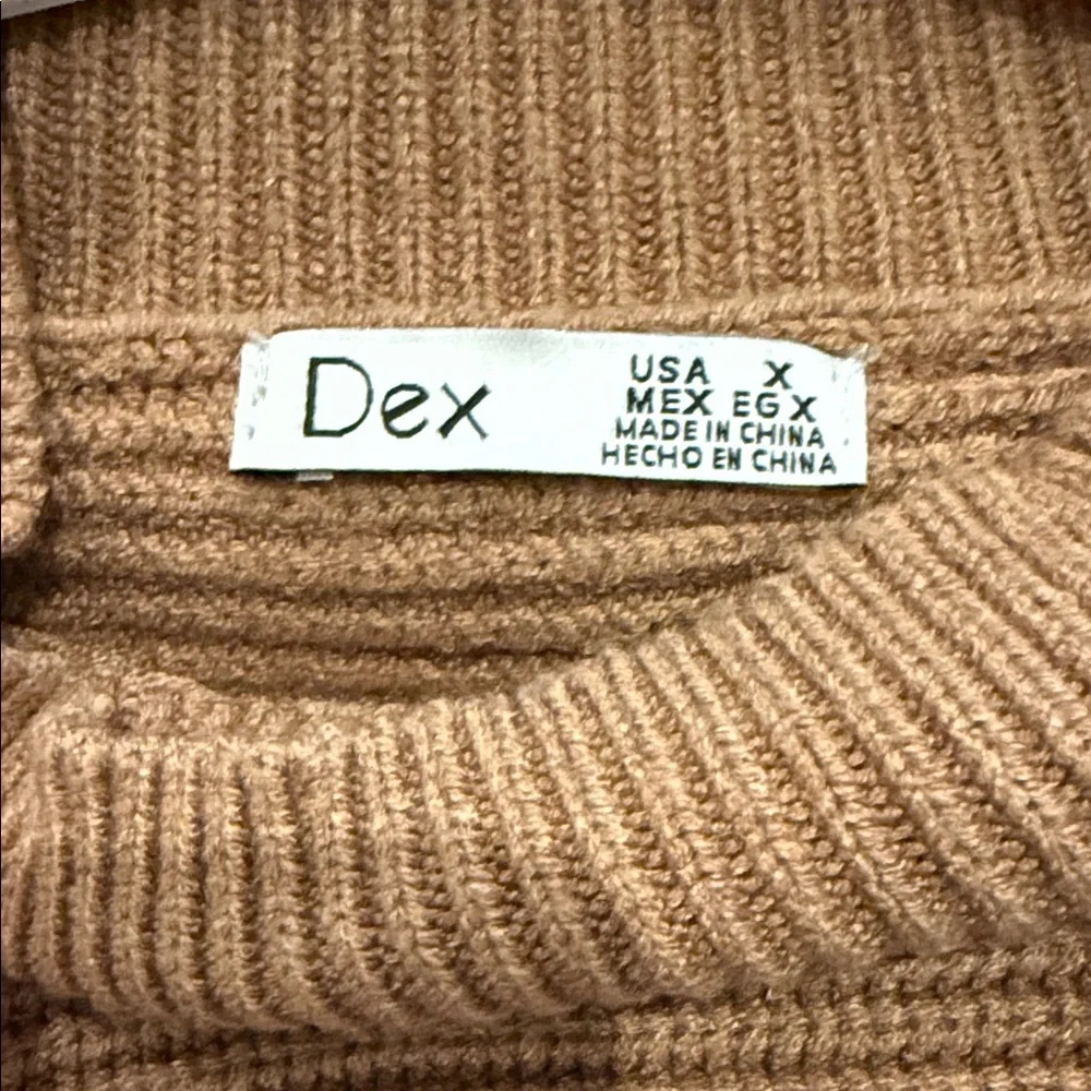 Dex Camel Ribbed Cowl-Neck Sweater Dress - Picture 2 of 4